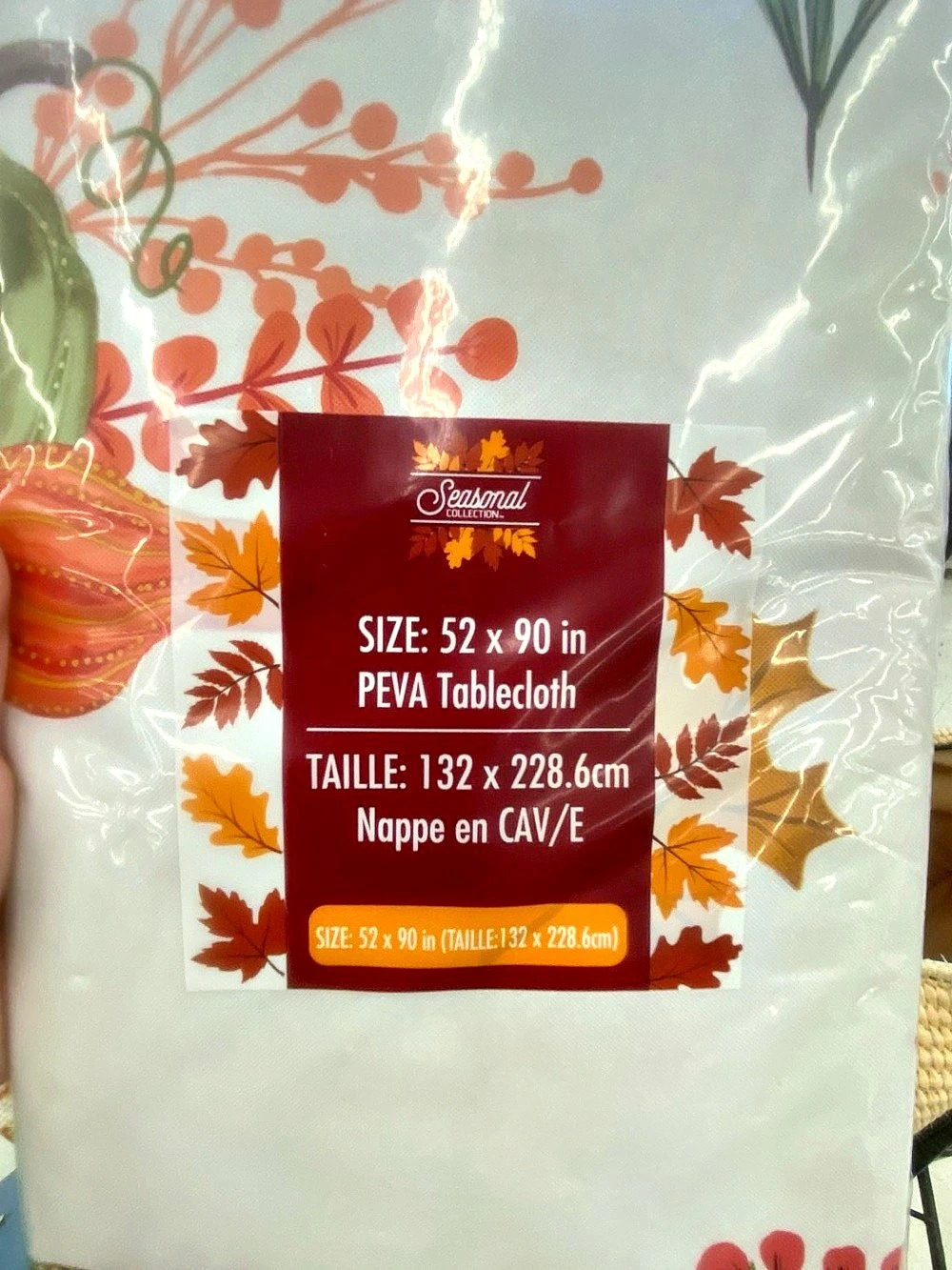 Seasonal Collection Floral PEVA Tablecloth White & Orange NWT